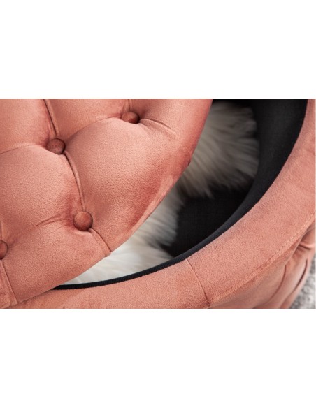Pouf rond avec coffre 75cm velours rose