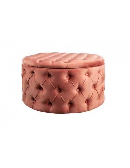Pouf rond avec coffre 75cm velours rose