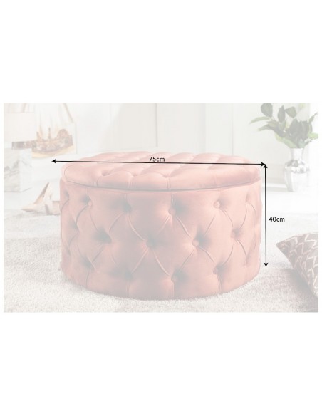 Pouf rond avec coffre 75cm velours rose