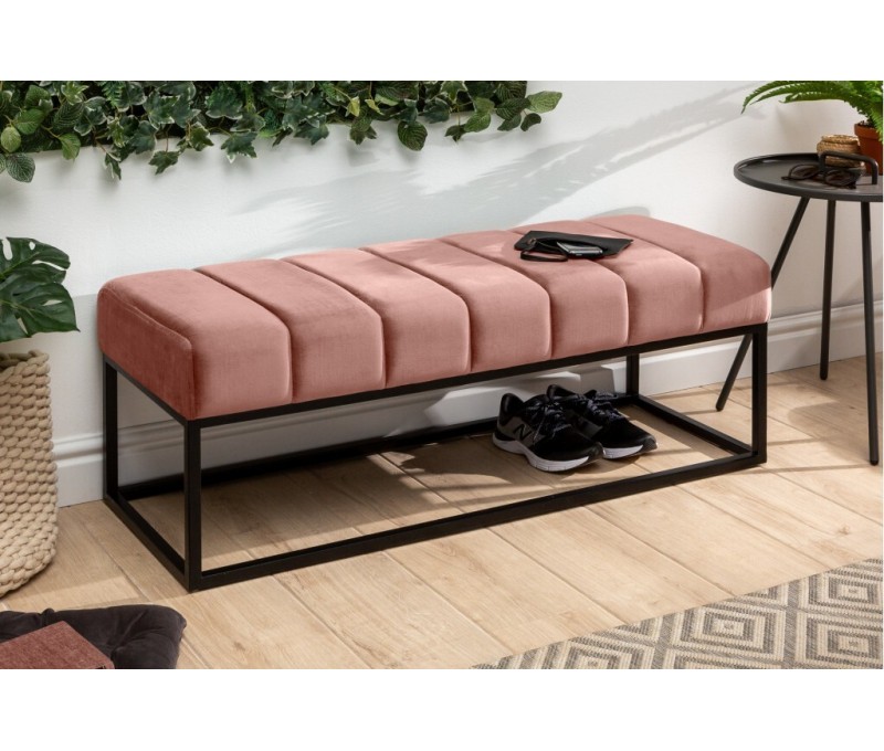 Banc 108cm vieux rose velours
