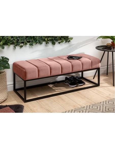 Banc 108cm vieux rose velours