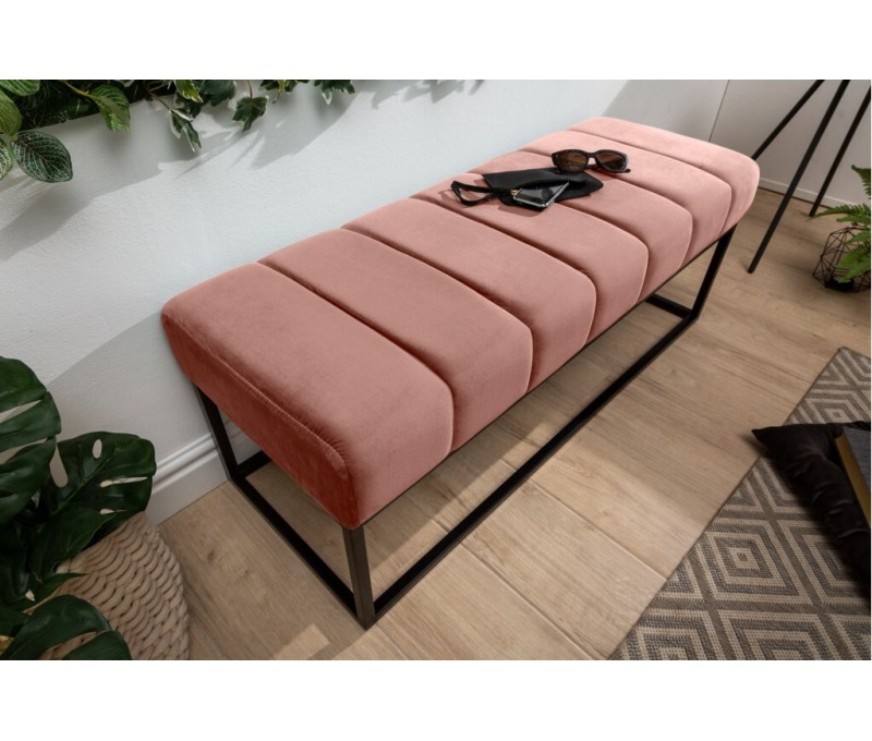 Banc 108cm vieux rose velours