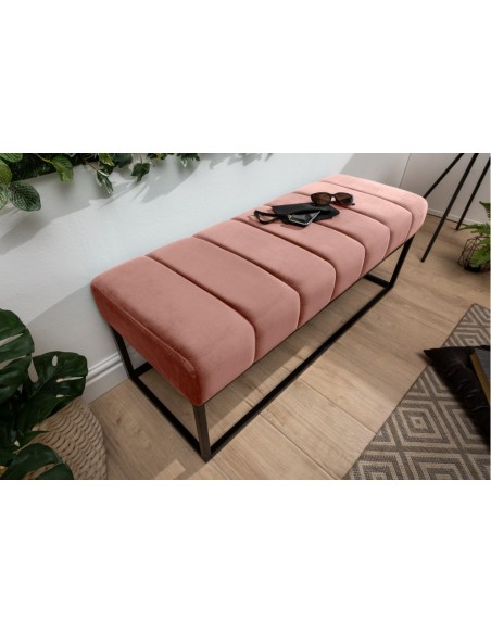 Banc 108cm vieux rose velours