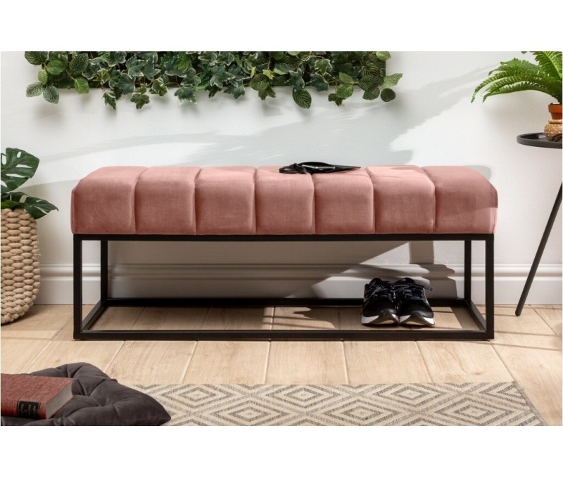 Banc 108cm vieux rose velours