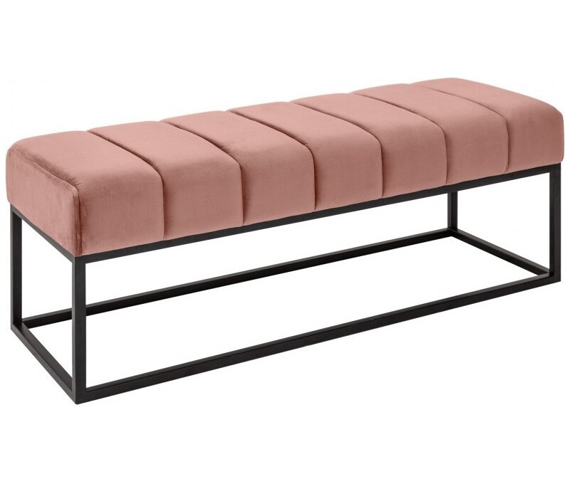 Banc 108cm vieux rose velours
