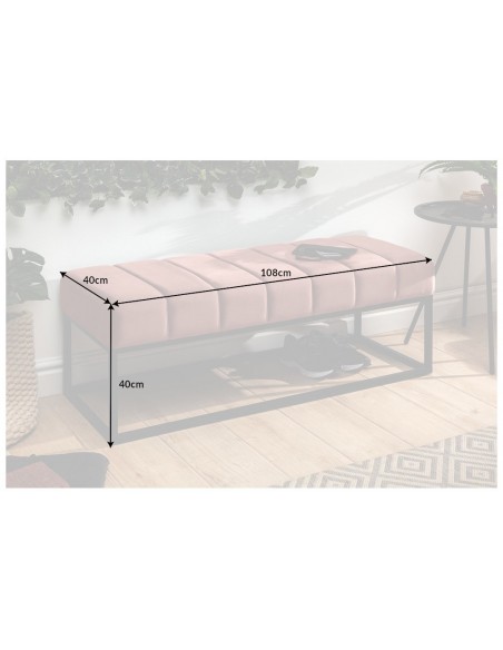 Banc 108cm vieux rose velours