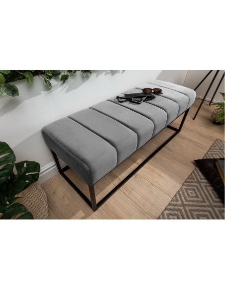Banc élégant 108cm gris argenté velours noir