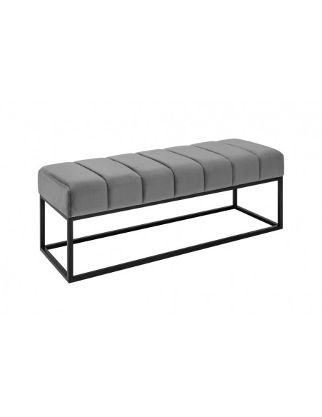 Banc élégant 108cm gris argenté velours noir