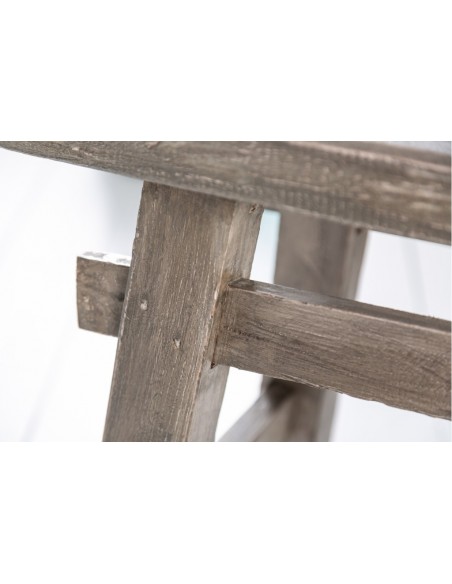 Pouf massif HEMINGWAY 50cm gris acajou Table d'appoint