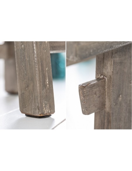 Pouf massif HEMINGWAY 50cm gris acajou Table d'appoint