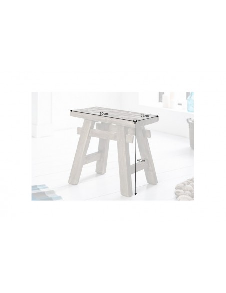 Pouf massif HEMINGWAY 50cm gris acajou Table d'appoint