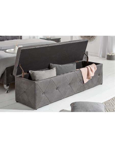 Banc coffre 140cm gris antique