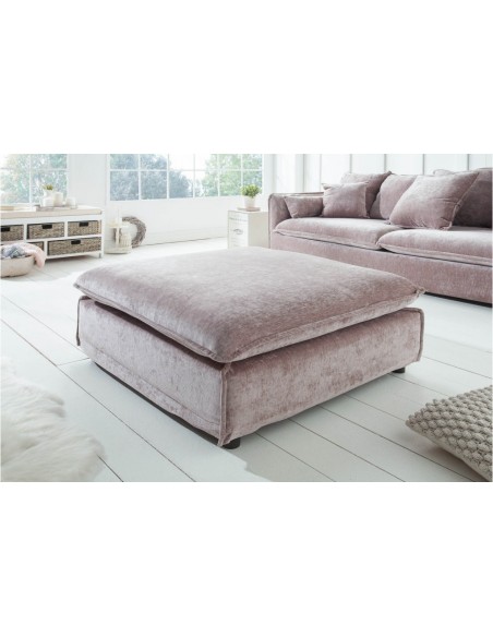 Grand pouf HEAVEN 100cm taupe velours style cottage