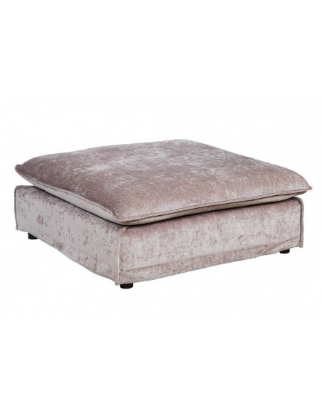 Grand pouf HEAVEN 100cm taupe velours style cottage