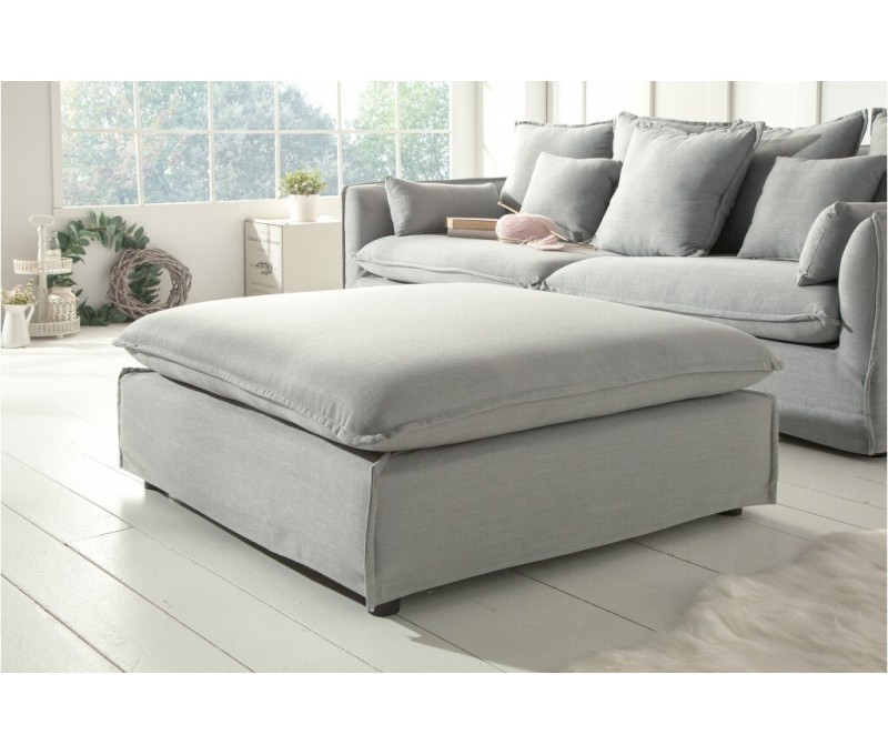 Grand POUF HEAVEN 100cm gris tissu lin