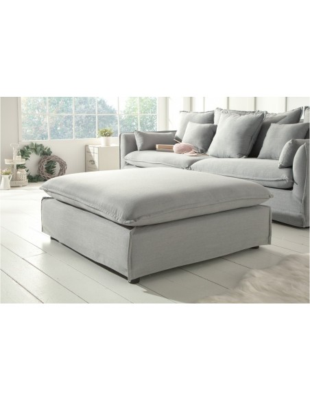 Grand POUF HEAVEN 100cm gris tissu lin