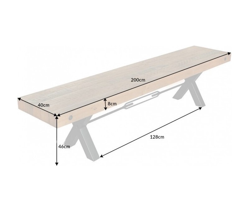 Banc massif THOR 200cm nature pin...