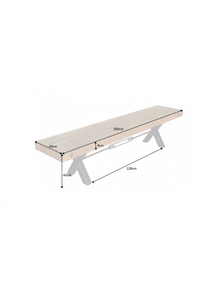Banc massif THOR 200cm nature pin recyclé design industriel