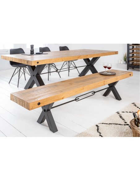 Banc massif THOR 170cm nature pin recyclé design industriel