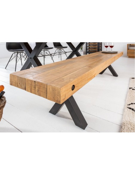 Banc massif THOR 170cm nature pin recyclé design industriel