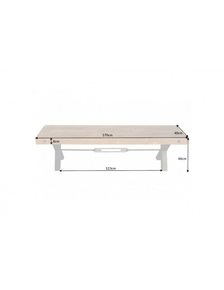 Banc massif THOR 170cm nature pin recyclé design industriel