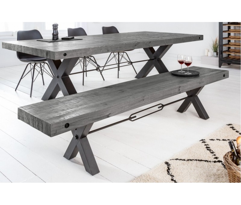 Banc massif THOR 200cm gris pin...