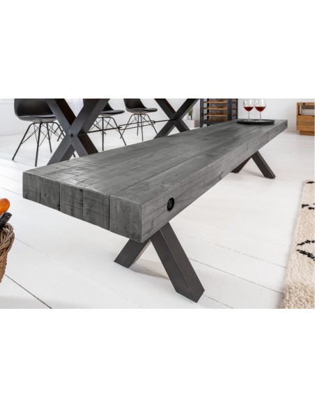 Banc massif THOR 200cm gris pin recyclé design industriel