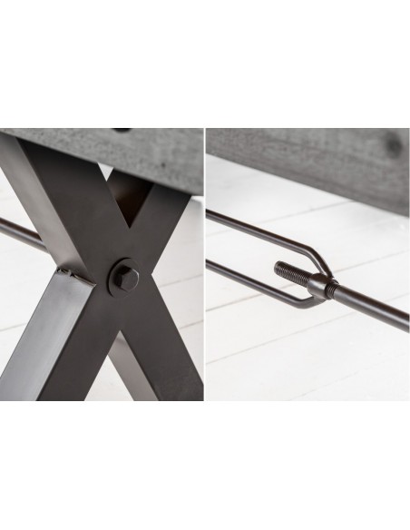 Banc massif THOR 200cm gris pin recyclé design industriel