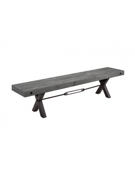 Banc massif THOR 200cm gris pin recyclé design industriel