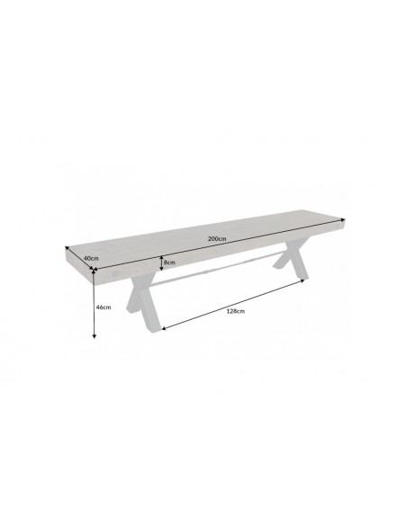 Banc massif THOR 200cm gris pin recyclé design industriel