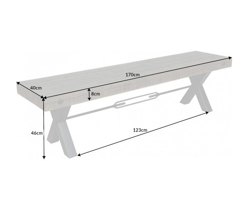 Banc massif THOR 170cm gris pin...