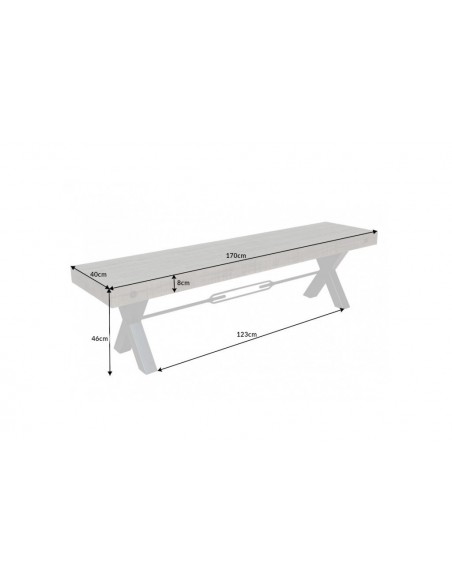 Banc massif THOR 170cm gris pin recyclé design industriel