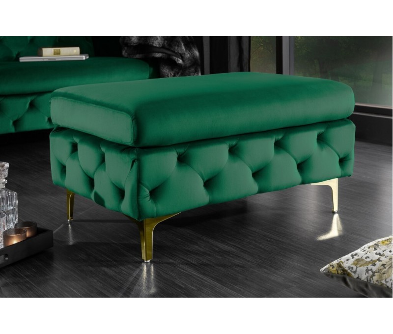 Pouf MODERN BAROCK 92cm velours vert...