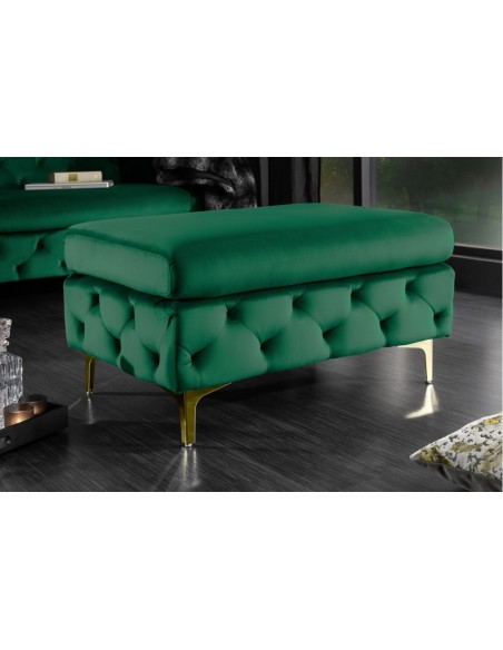 Pouf MODERN BAROCK 92cm velours vert émeraude pouf