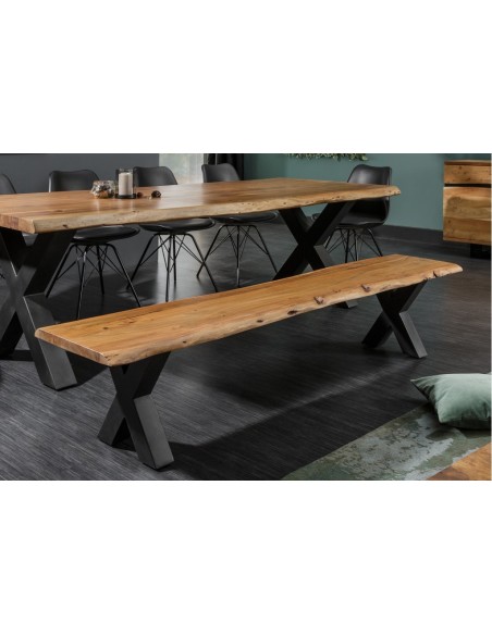 Banc massif en tronc d'arbre MAMMUT NATURE 160cm en bois d'acacia