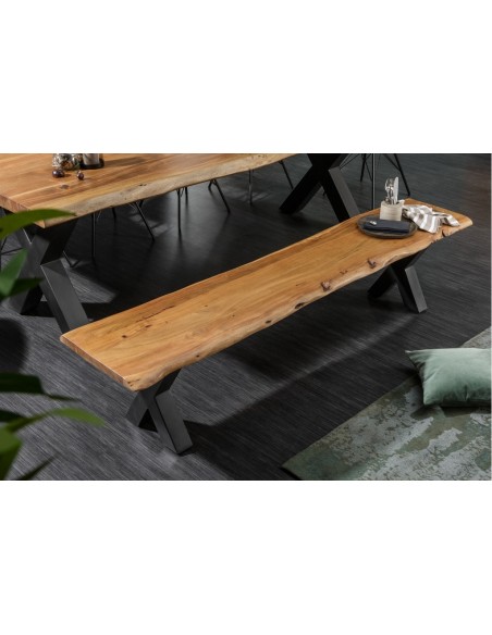 Banc massif en tronc d'arbre MAMMUT NATURE 160cm en bois d'acacia