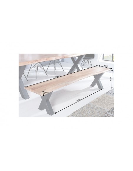 Banc massif en tronc d'arbre MAMMUT NATURE 160cm en bois d'acacia