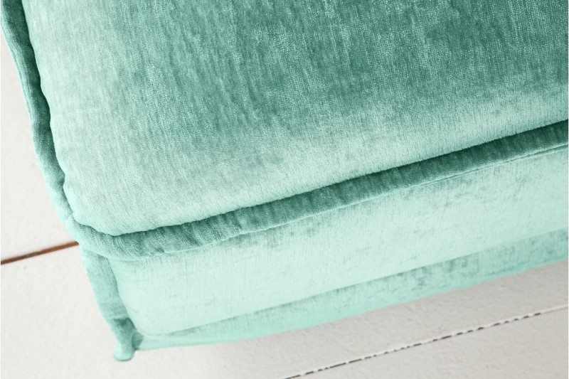 Grand POUF 100cm velours aqua style cottage