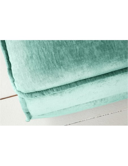 Grand POUF 100cm velours aqua style cottage