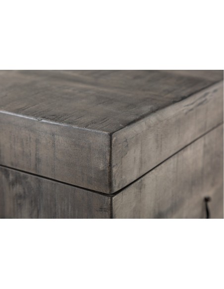 Banc de coffre industriel FACTORY LOFT 115cm bois de mangue gris Banc