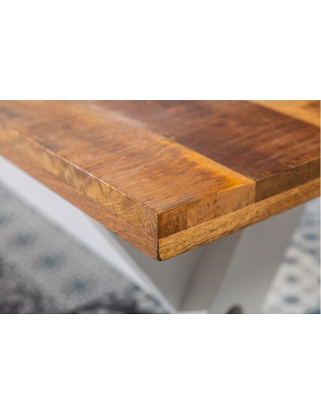 Banc élégant LONG ISLAND 160cm bois de mangue X-cadres style cottage