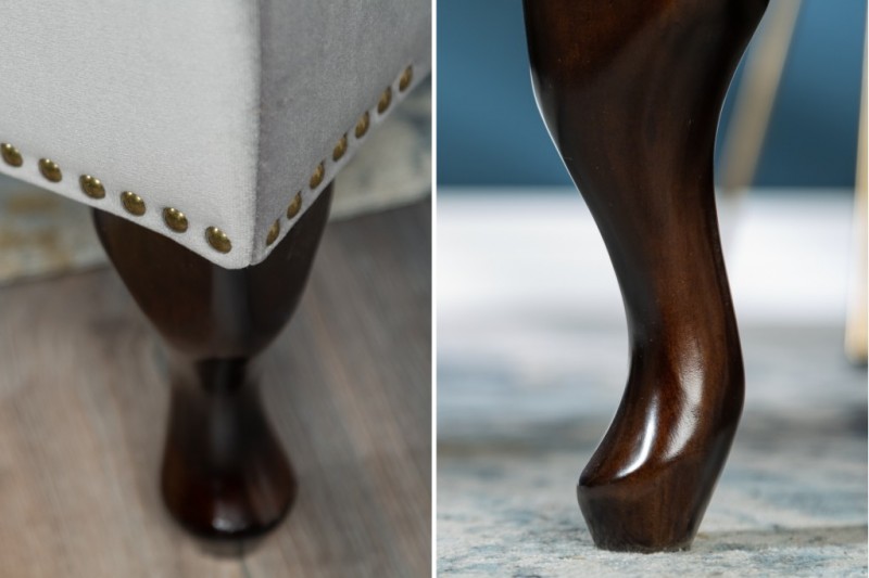 Tabouret Chesterfield 80cm gris argenté avec...