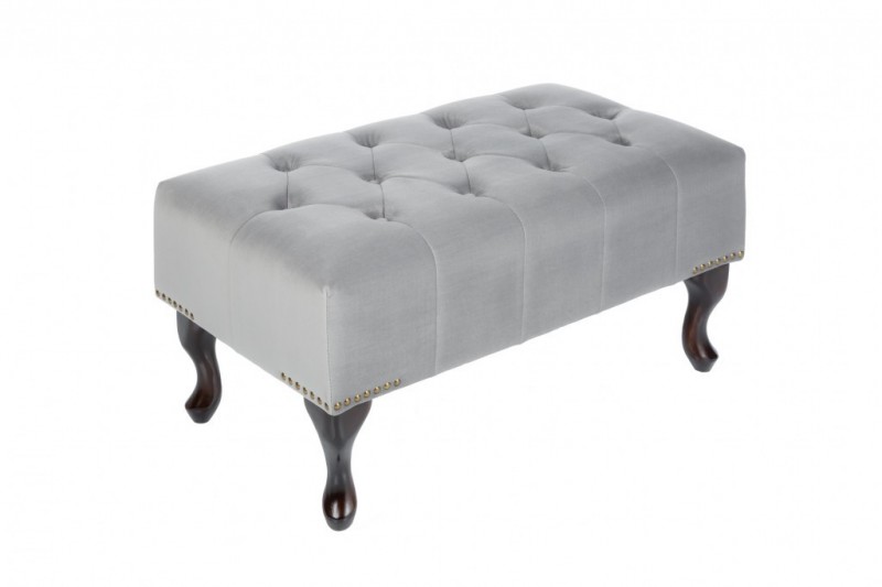 Tabouret Chesterfield 80cm gris argenté avec...