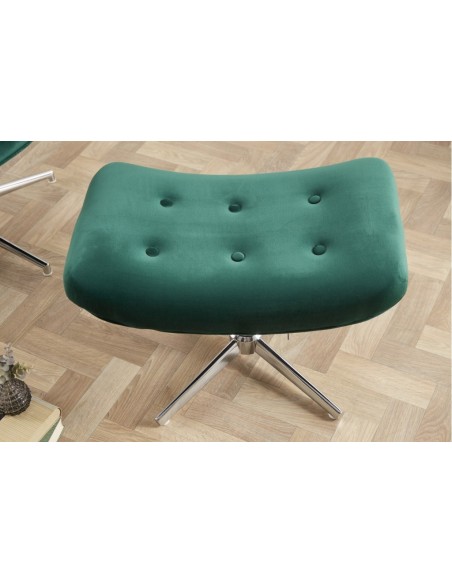 Tabouret élégant velours vert émeraude avec structure chromée