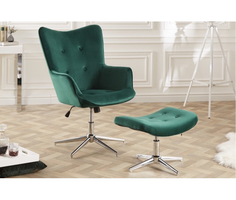 Tabouret élégant velours vert...