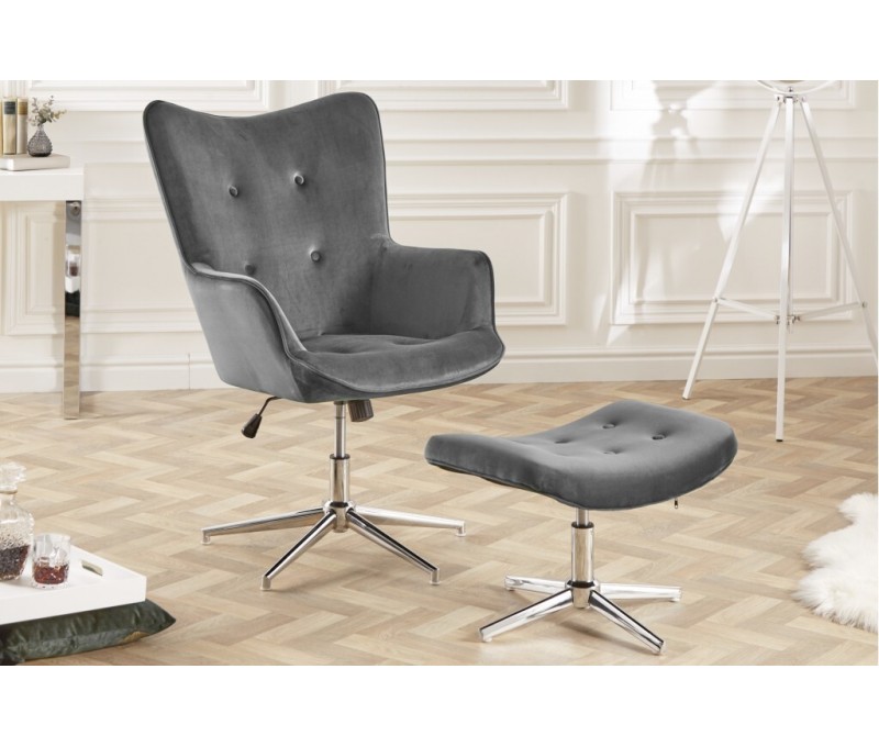 élégante tabouret gris velours avec...