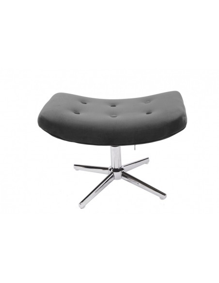 élégante tabouret gris velours avec piétement chromé