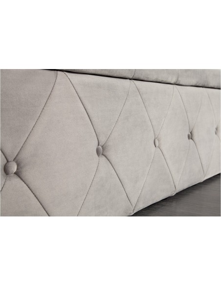 élégantee banquette-lit EXTRAVAGANCIA 140cm velours gris argenté Chesterfield Design