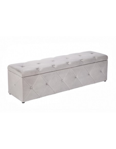 élégantee banquette-lit EXTRAVAGANCIA 140cm velours gris argenté Chesterfield Design