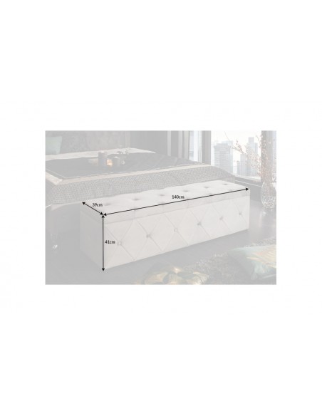 élégantee banquette-lit EXTRAVAGANCIA 140cm velours gris argenté Chesterfield Design